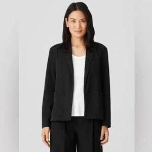 Eileen Fisher Black Organic Cotton Stretch Women's Blazer (Spring 2023), Sz Med